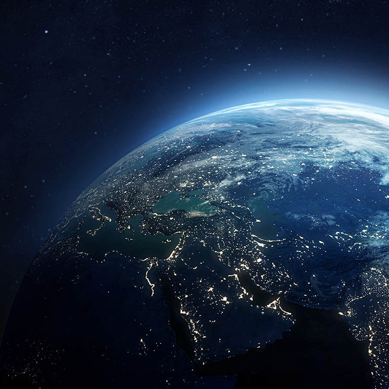 Planet Earth view from outer space. Civilization. Elements of this image furnished by NASA